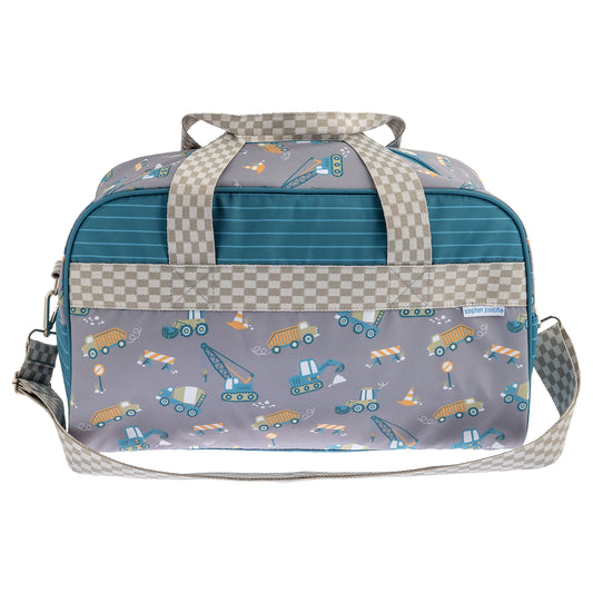 Personalized Construction kids duffle bag by Stephen Joseph - front view