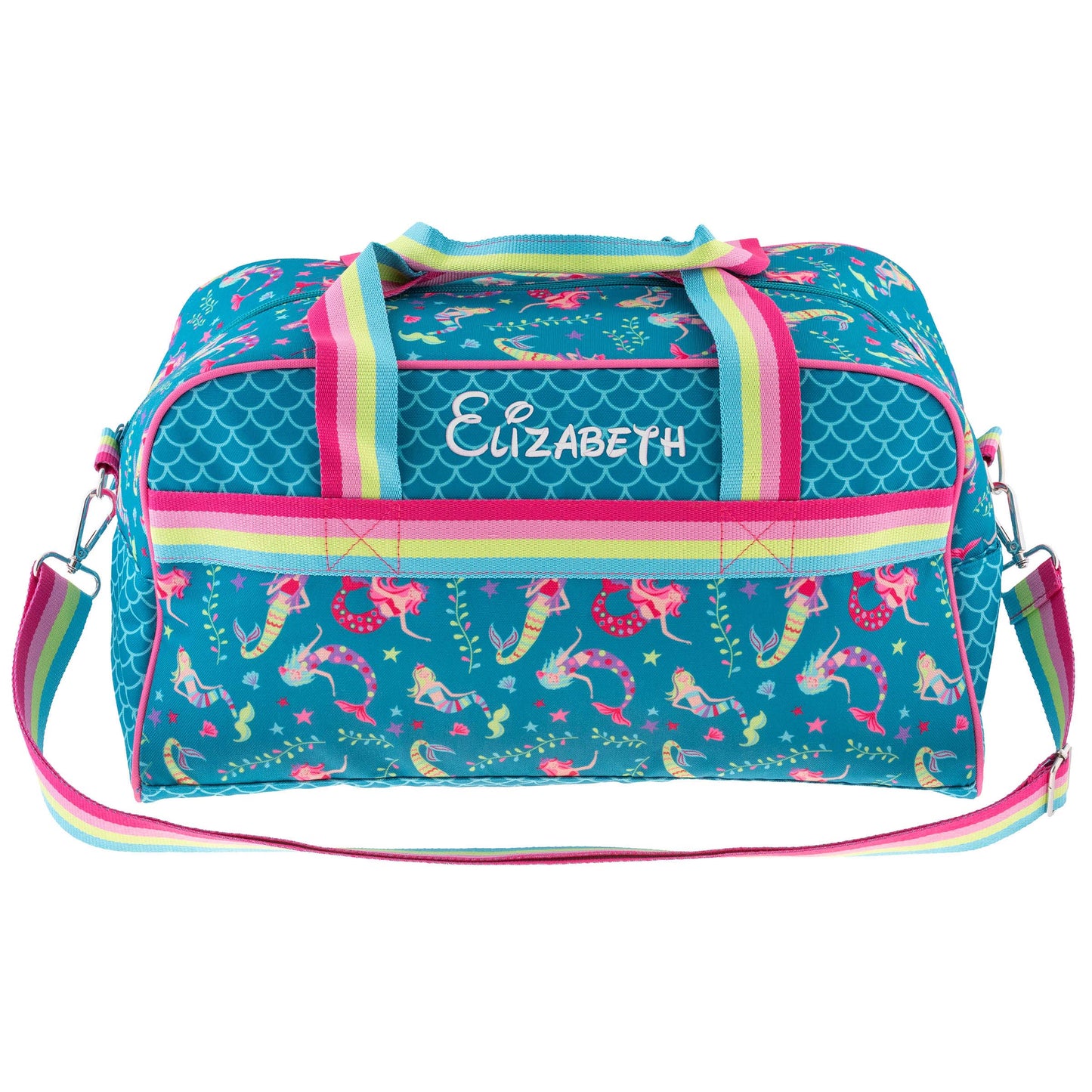 Personalized Mermaid kids duffle bag by Stephen Joseph, front view