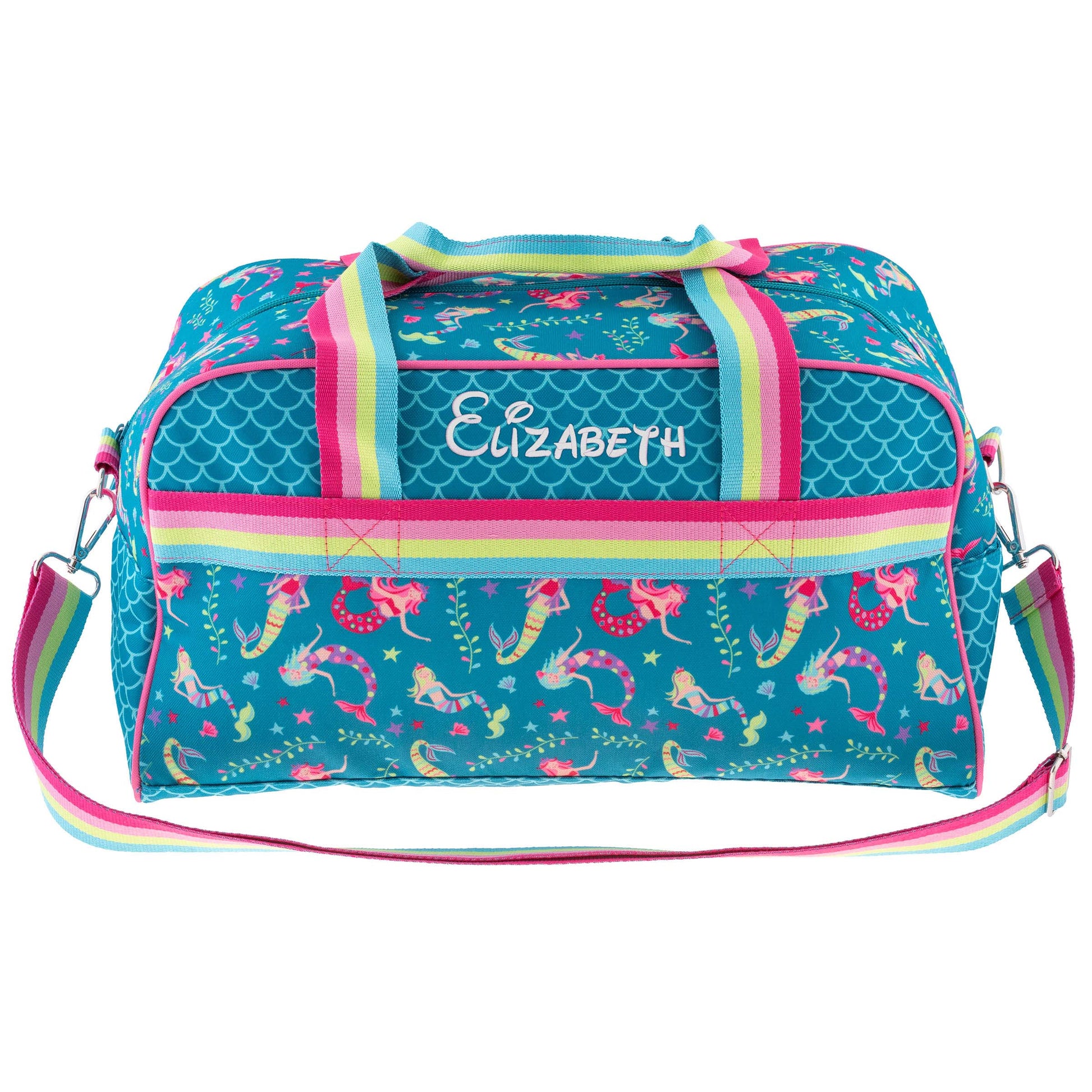Personalized Mermaid kids duffle bag by Stephen Joseph, front view