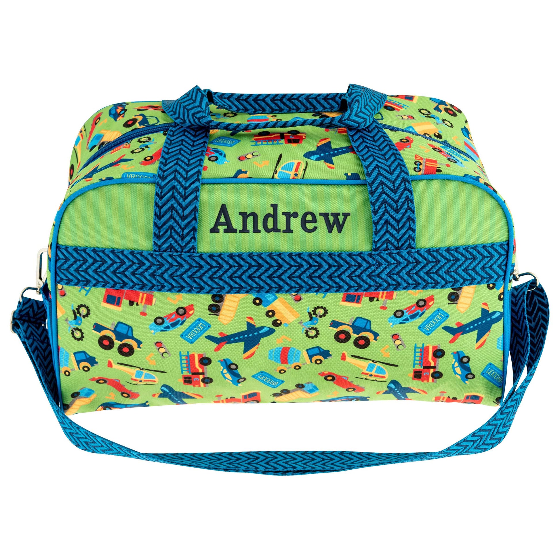 Personalized Transportation kids duffle bag by Stephen Joseph, front view
