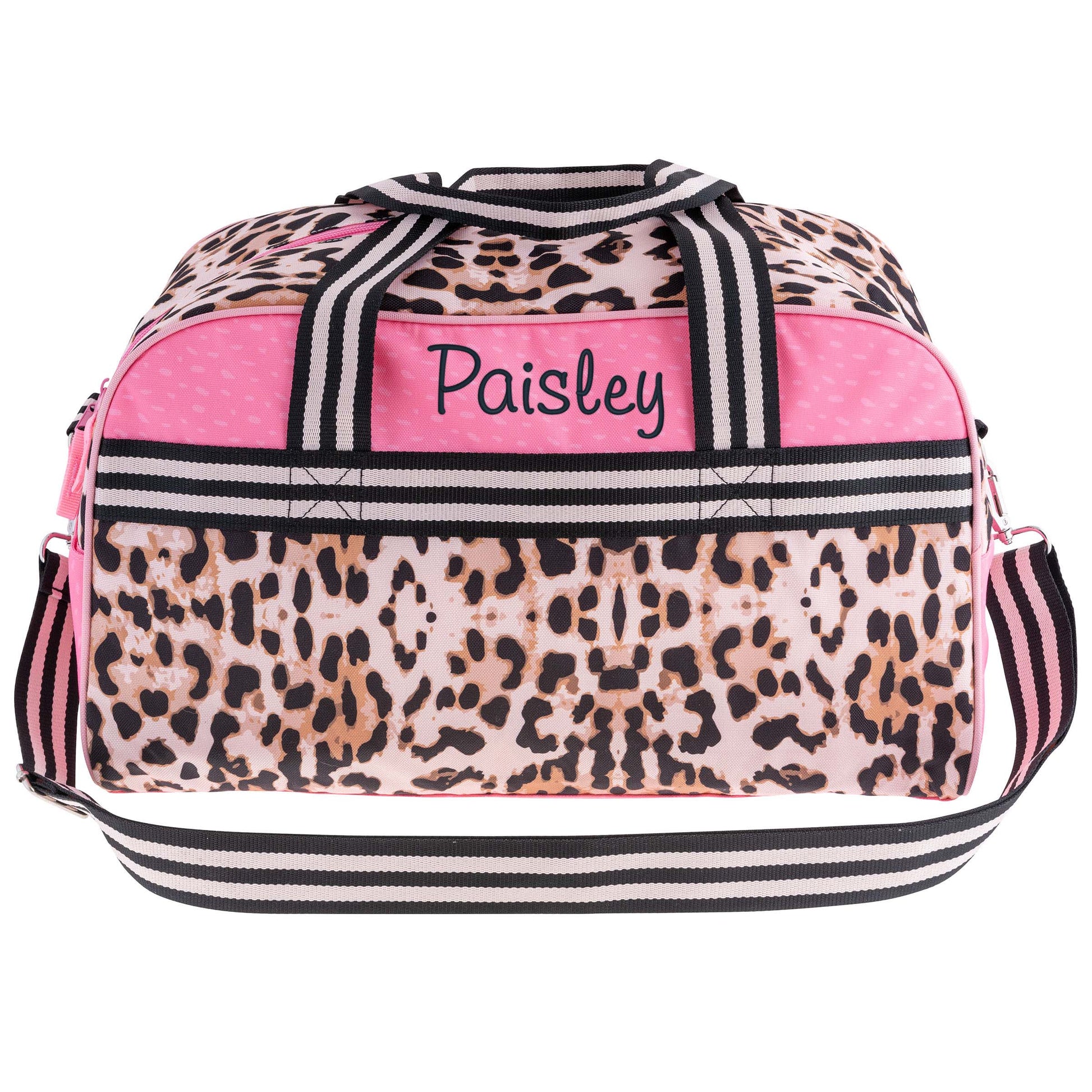 Personalized Leopard kids duffle bag by Stephen Joseph, front view