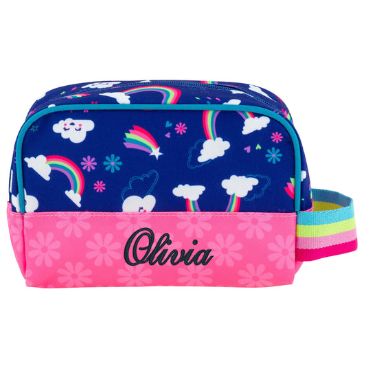 Personalized Rainbow kids toiletry bag by Stephen Joseph, front view