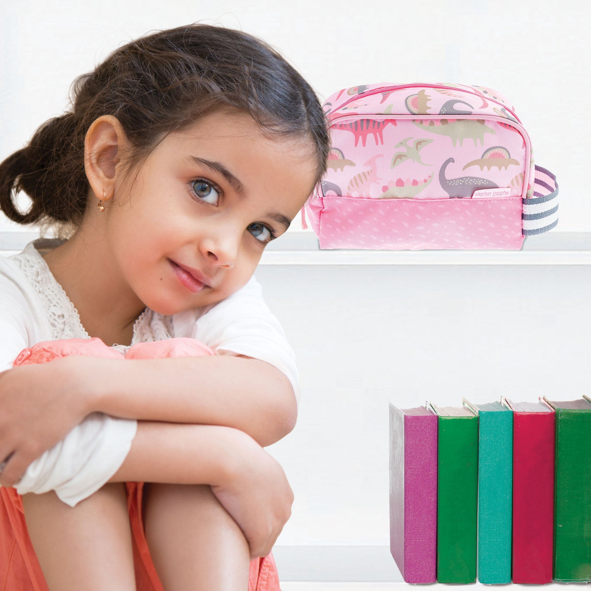 Pink Dinosaur Stephen Joseph kids toiletry bag, product photo 4