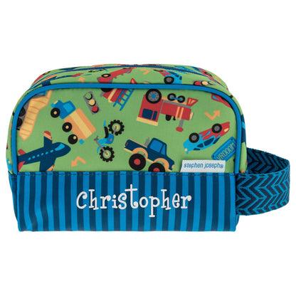 Personalized Transportation kids toiletry bag by Stephen Joseph, front view