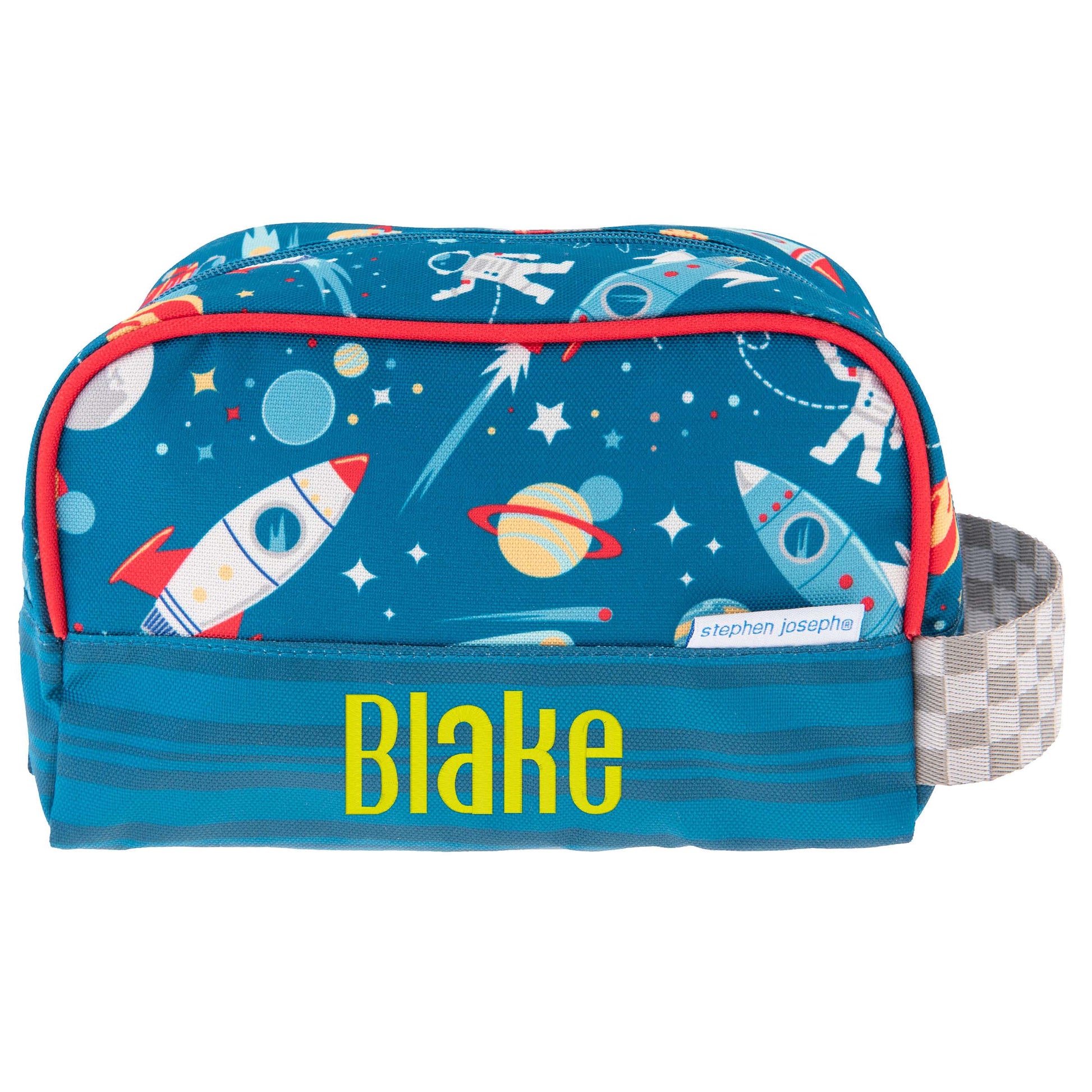 Personalized Space kids toiletry bag by Stephen Joseph, front view