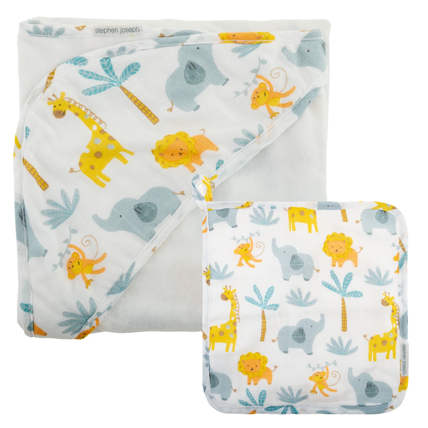 Personalized Zoo hooded towel by Stephen Joseph