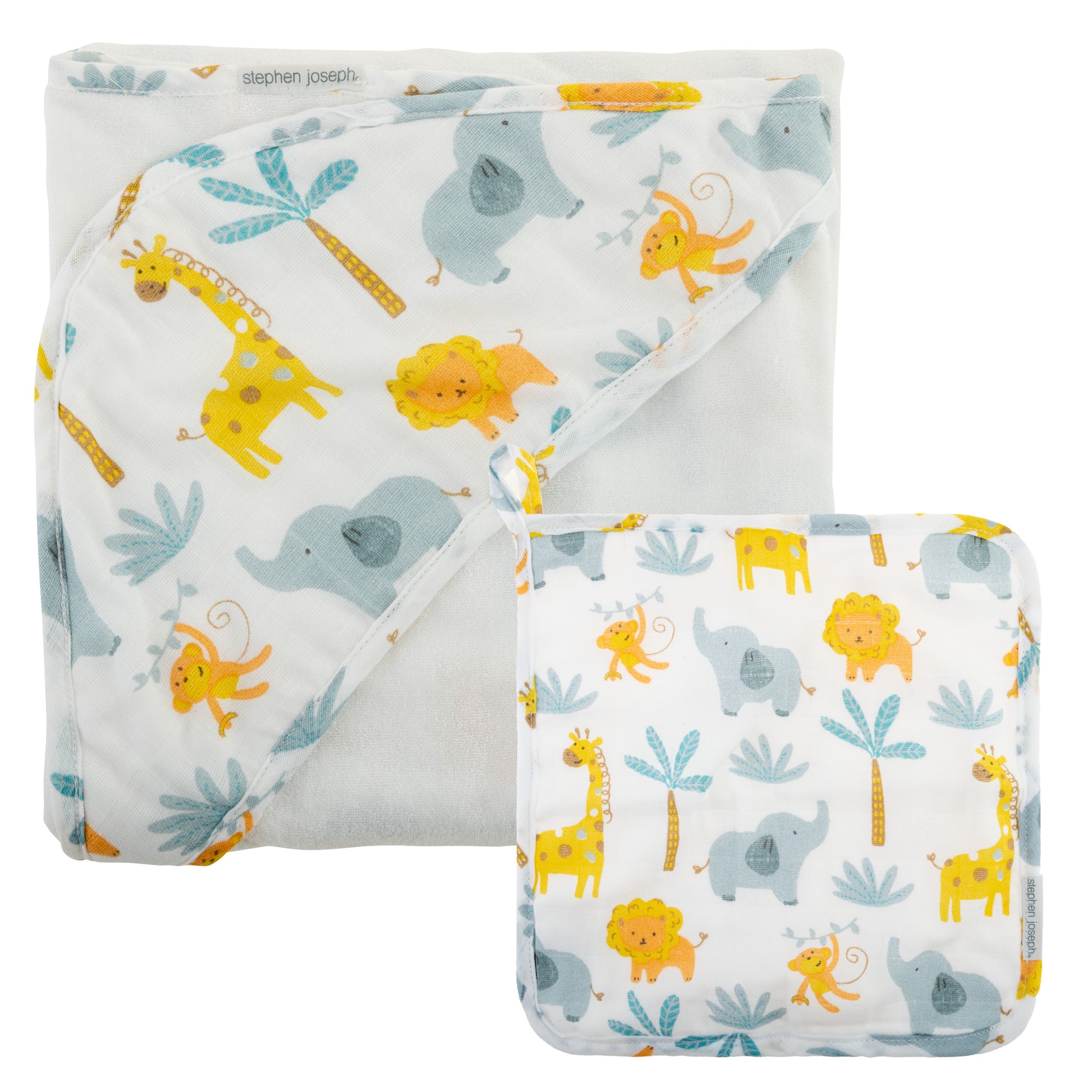 Personalized Zoo hooded towel by Stephen Joseph