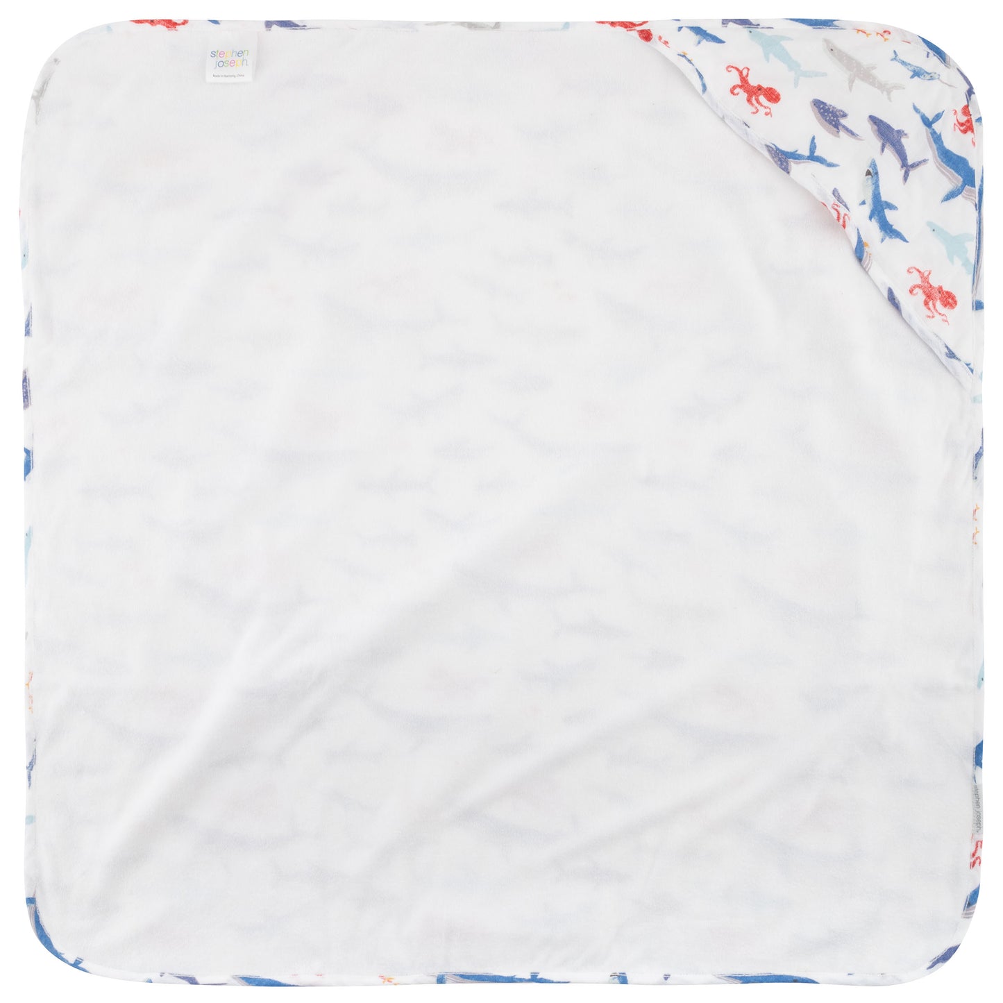 Shark Muslin Hooded Towel & Washcloth Set, Bamboo Blend