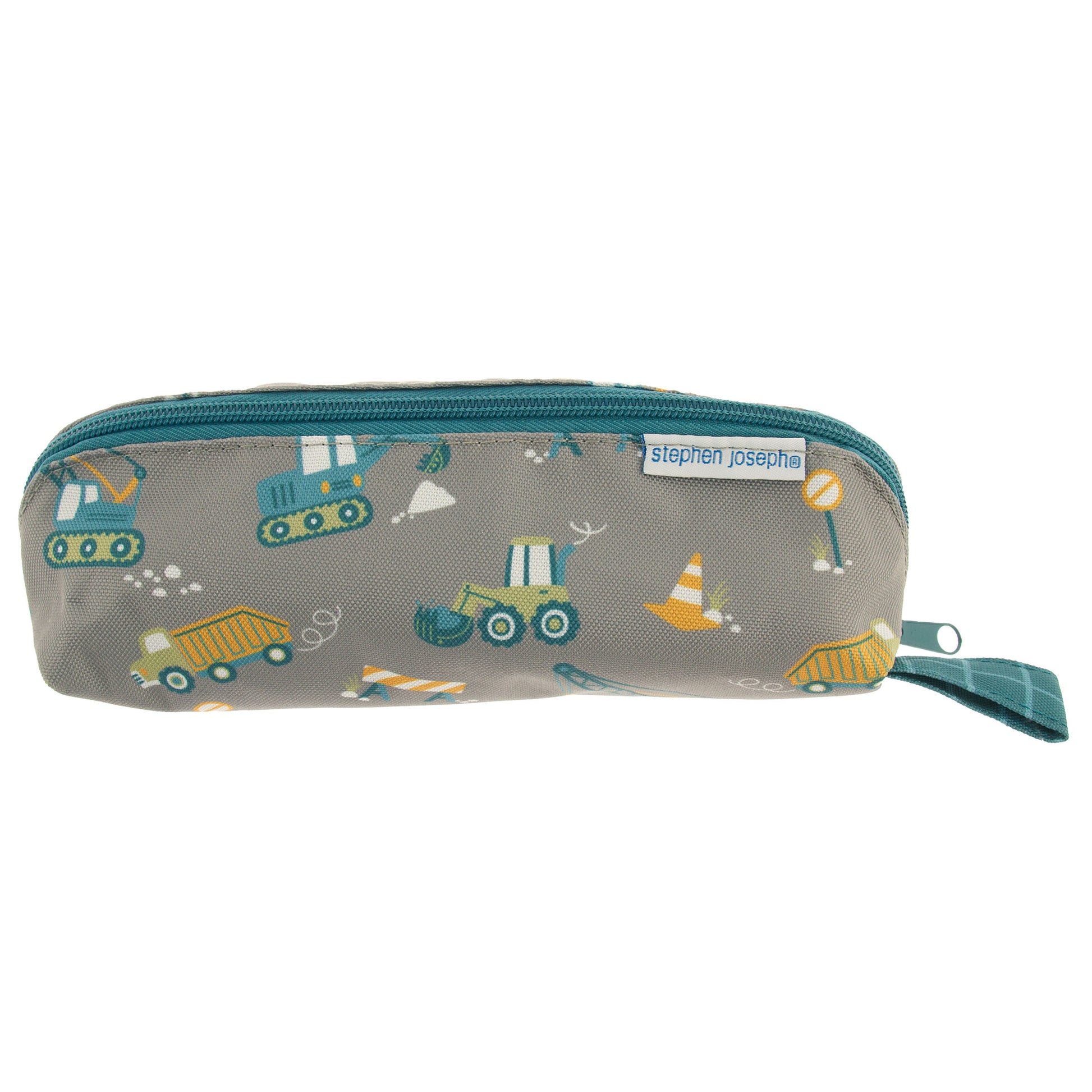 Construction pencil pouch, all over print design front view