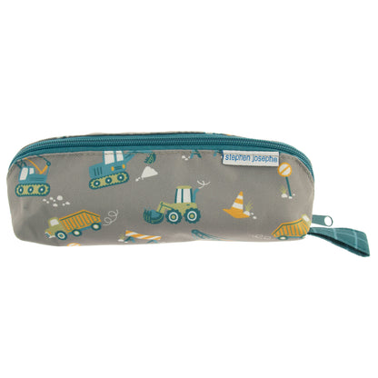 Construction pencil pouch, all over print design front view