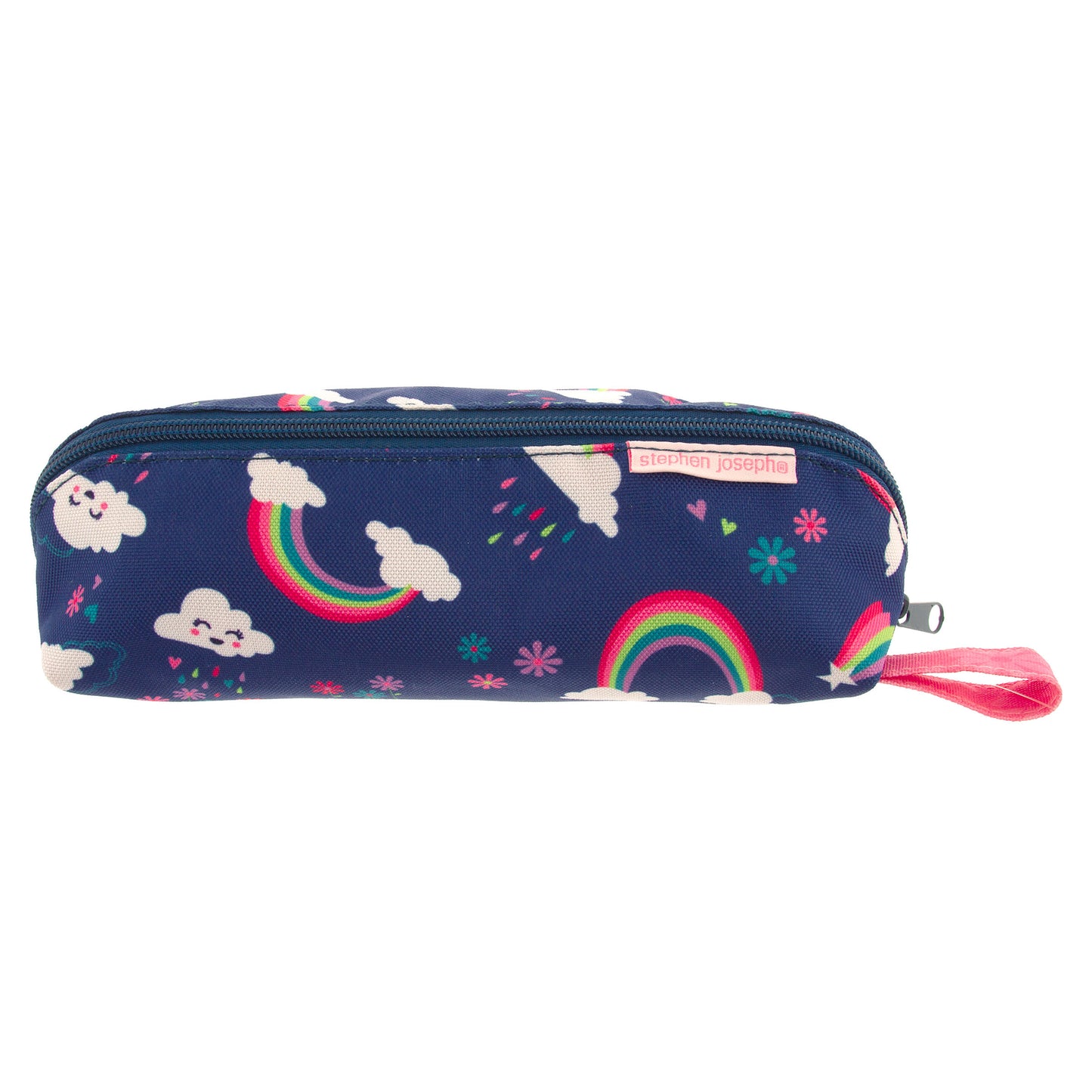 Rainbow pencil pouch, all over print design front view