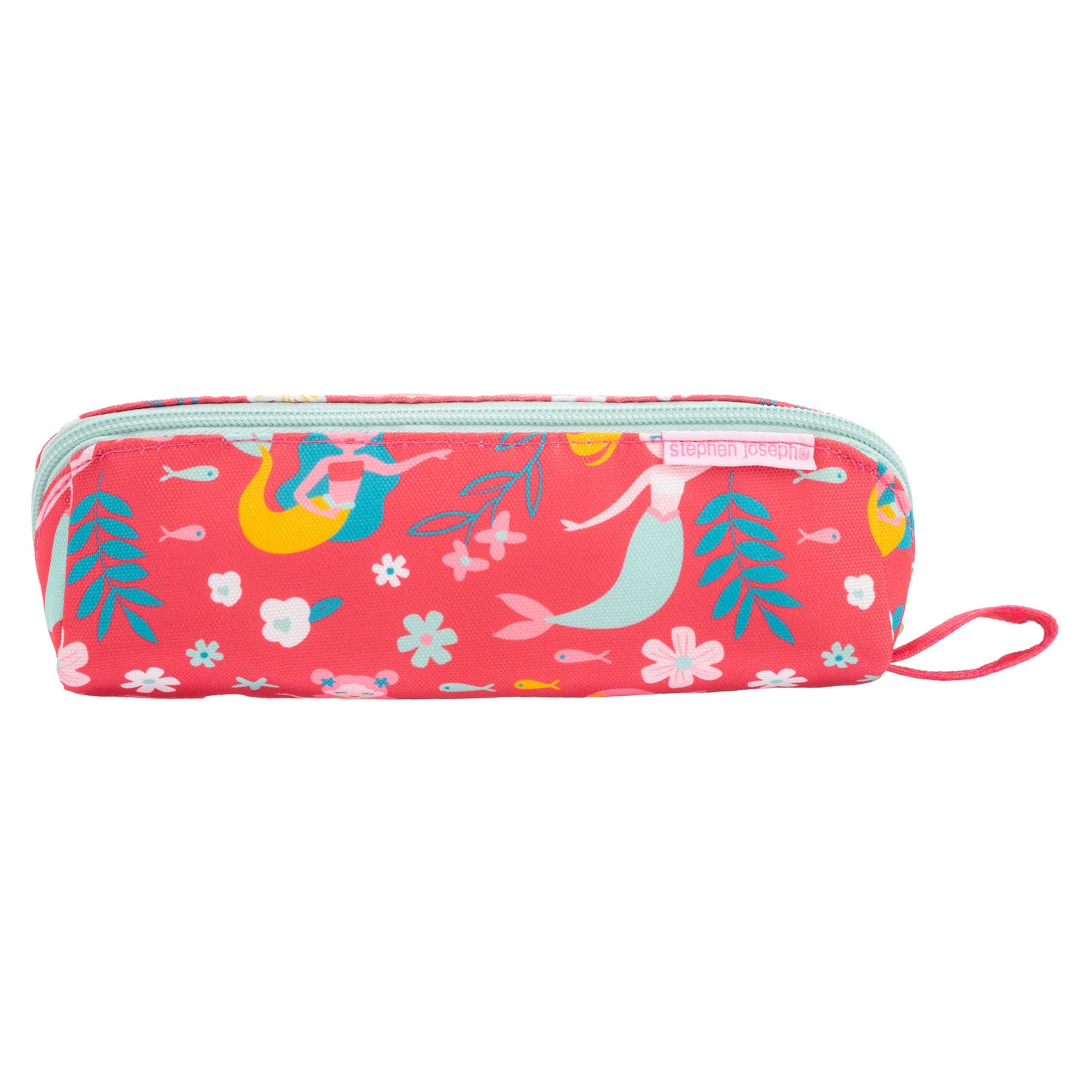 Pink Mermaid pencil pouch, all over print design front view