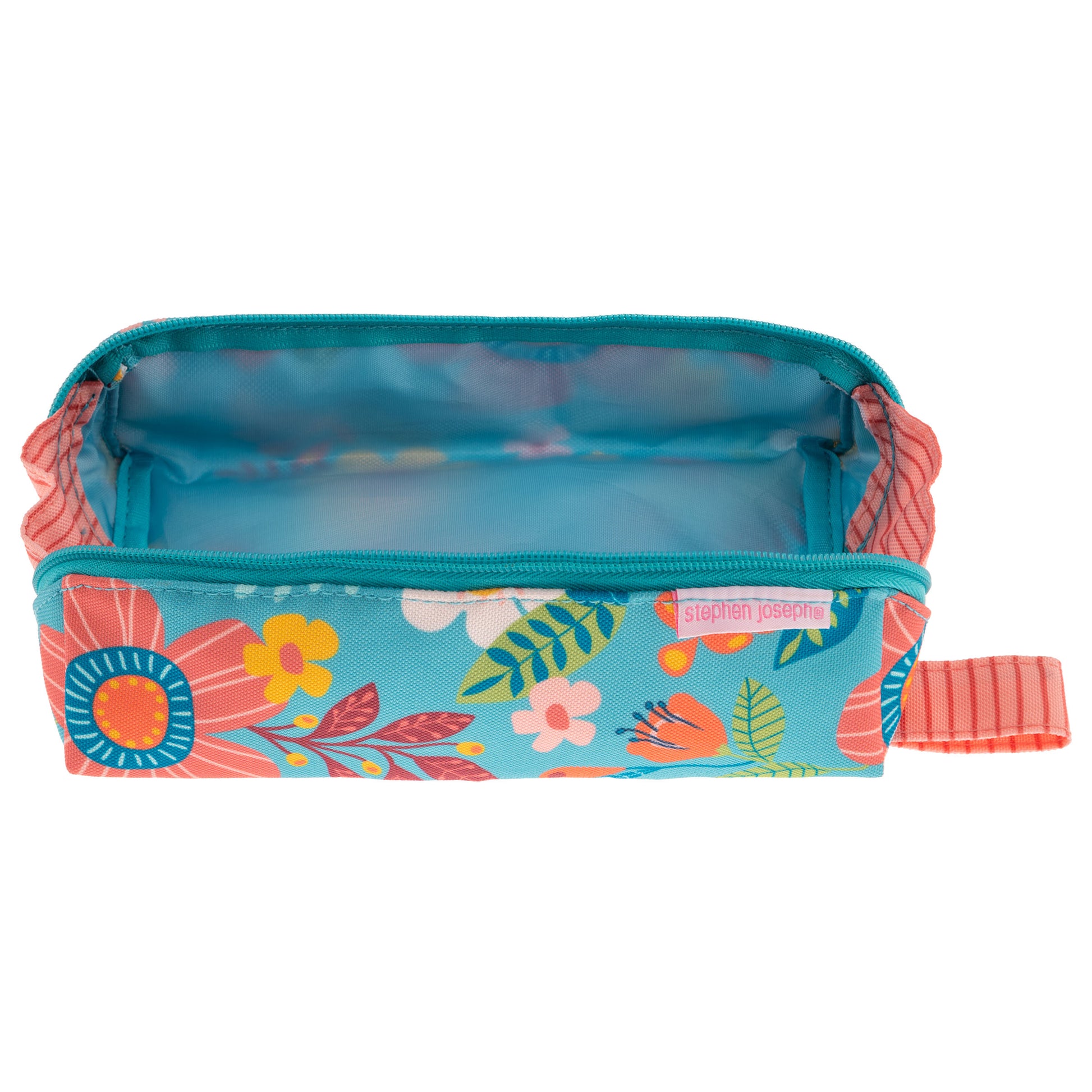 Turquoise Floral pencil pouch, alternate product view