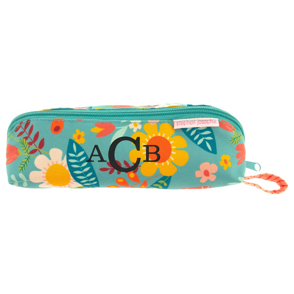 Stephen Joseph All Over Print Pencil Pouch, Turquoise Floral