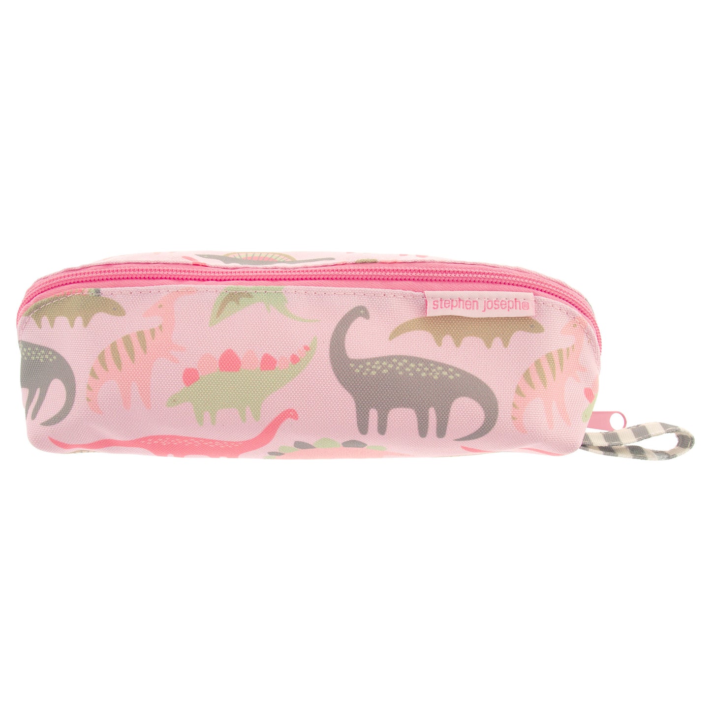 Pink Dinosaur pencil pouch, all over print design front view
