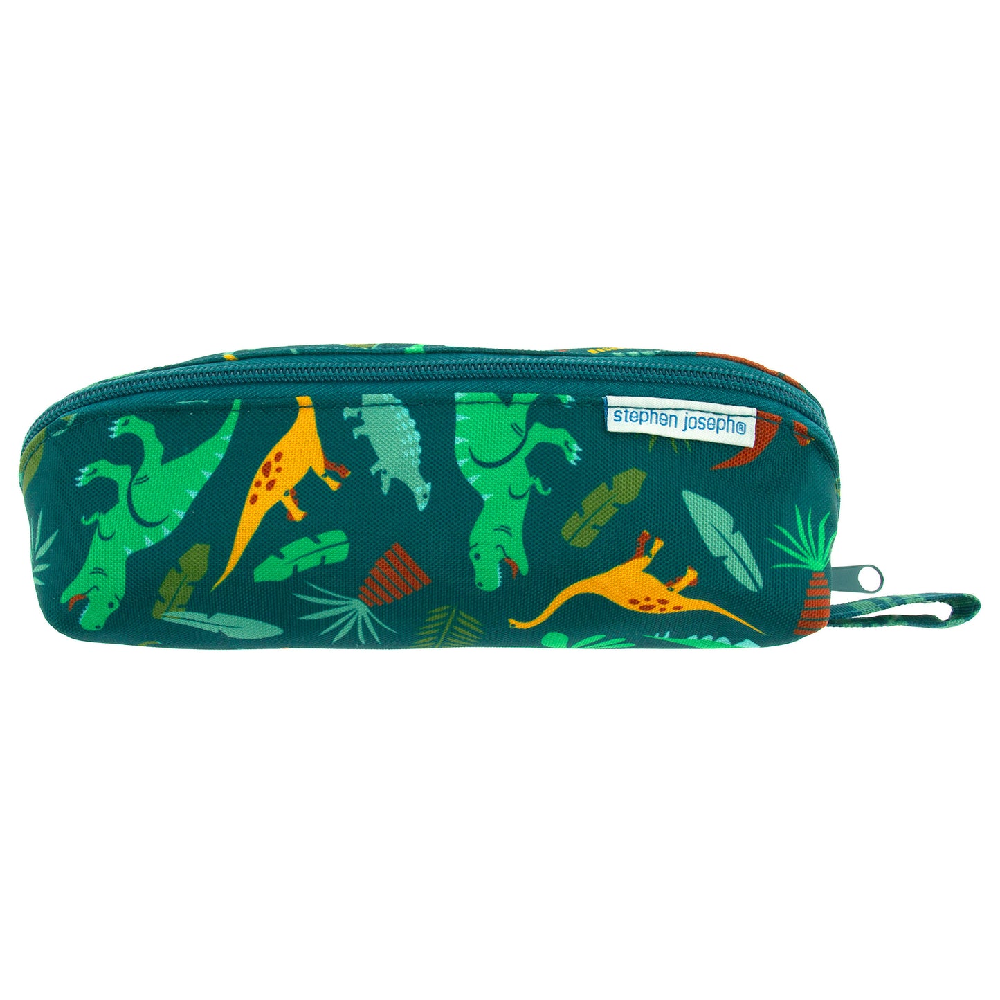 Green Dinosaur pencil pouch, all over print design front view
