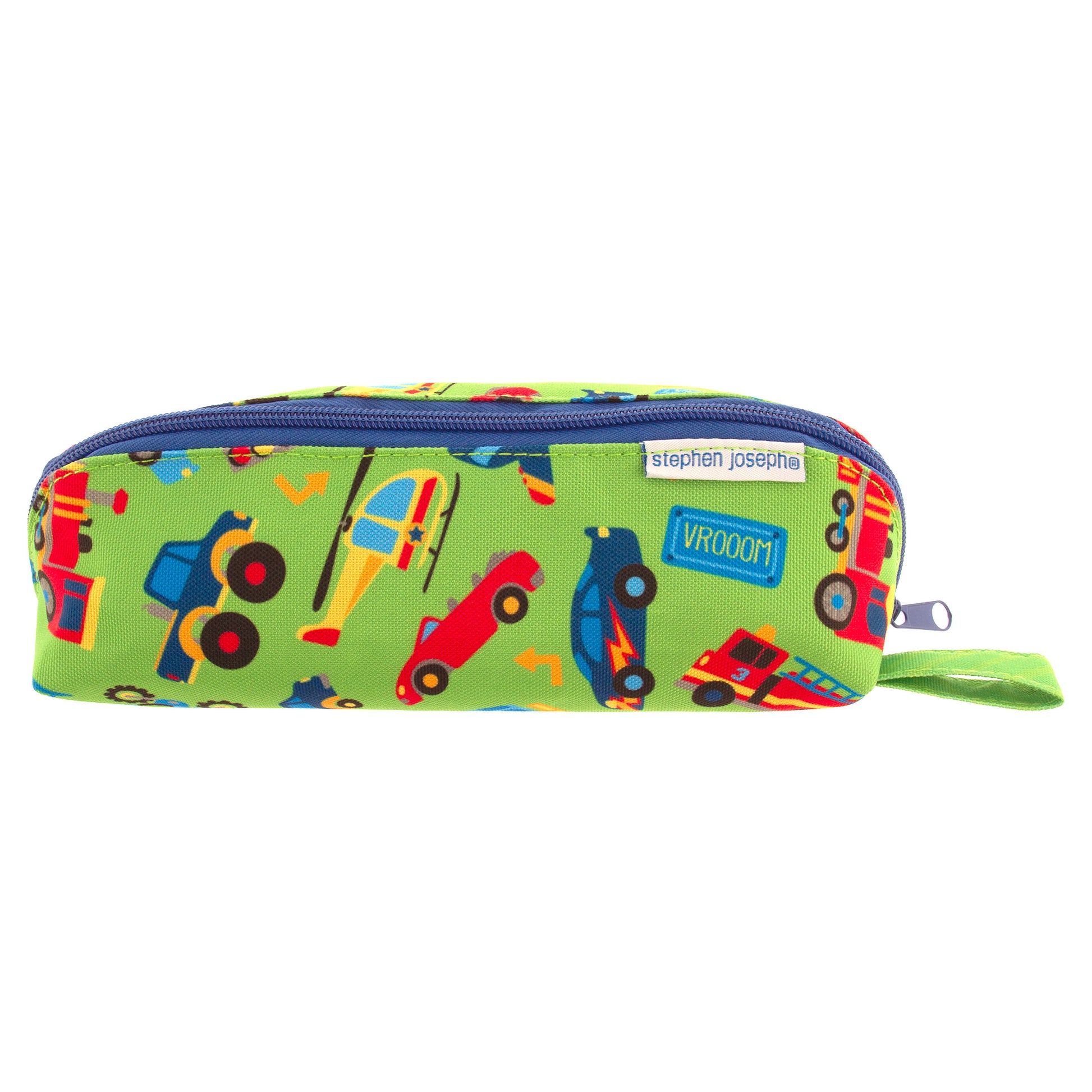 Transportation pencil pouch, all over print design front view