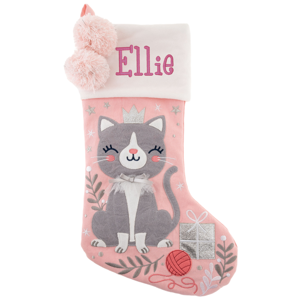 Stephen Joseph Embroidered Holiday Stocking, Cat