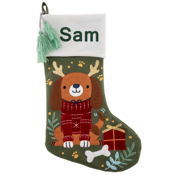 Stephen Joseph Embroidered Holiday Stocking, Dog