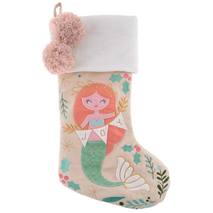 Personalized Mermaid holiday stocking by Stephen Joseph, Mermaid stocking detail