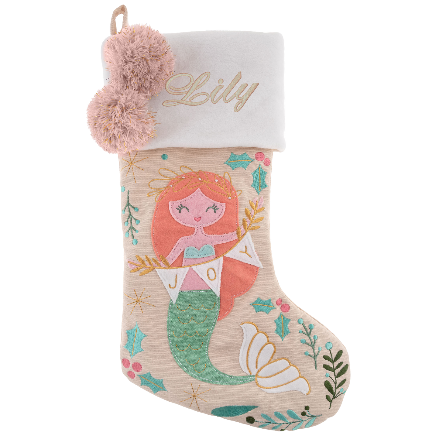 Personalized Stephen Joseph Embroidered Holiday Stocking, Mermaid