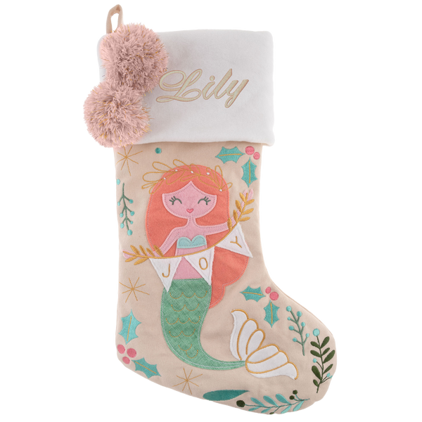 Stephen Joseph Embroidered Holiday Stocking, Mermaid