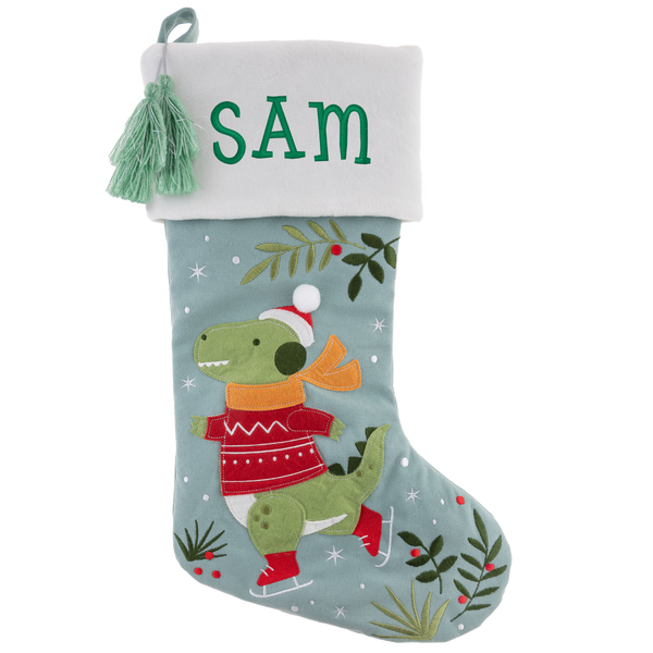 Stephen Joseph Embroidered Holiday Stocking, Dinosaur