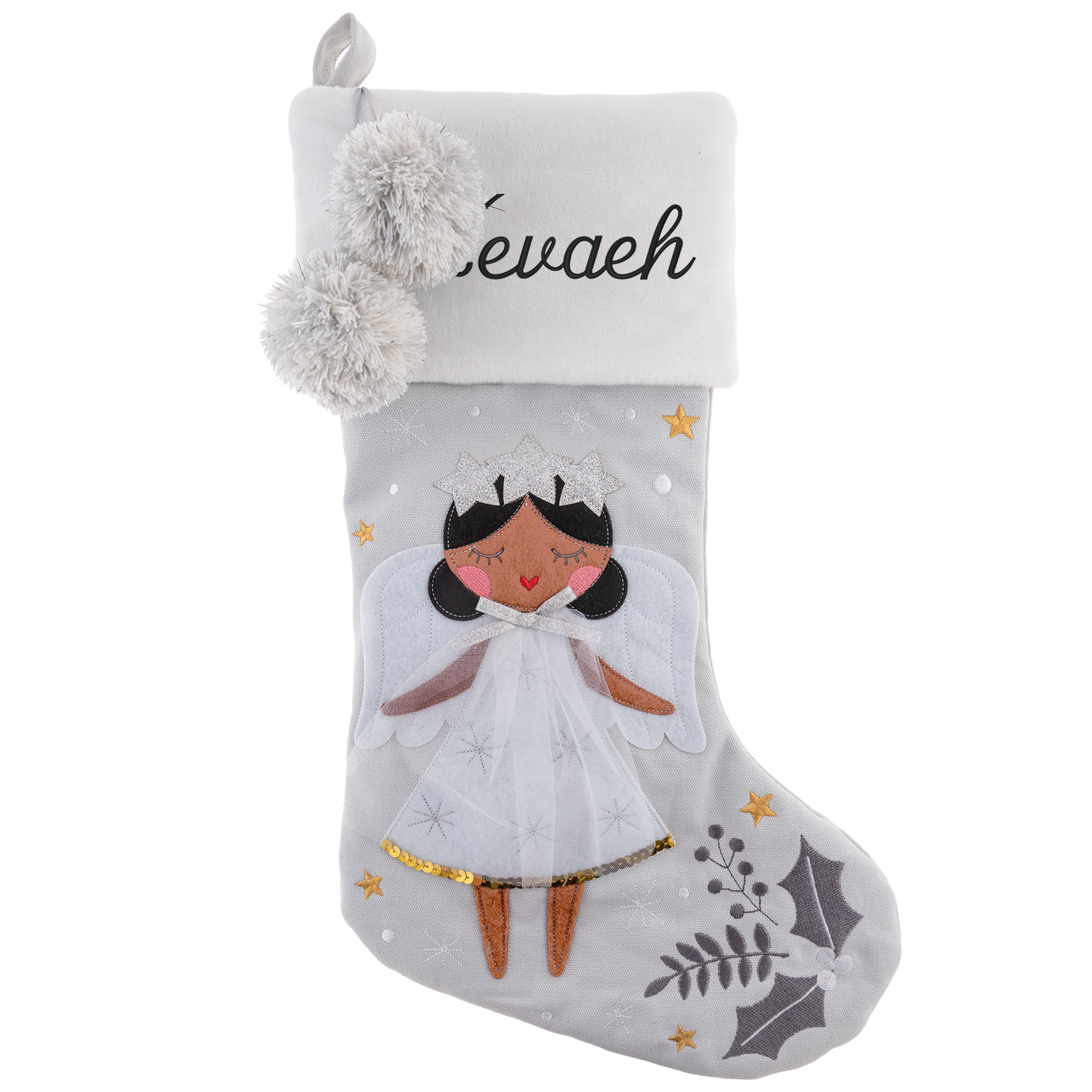 Personalized Black Hair Angel stocking by Stephen Joseph