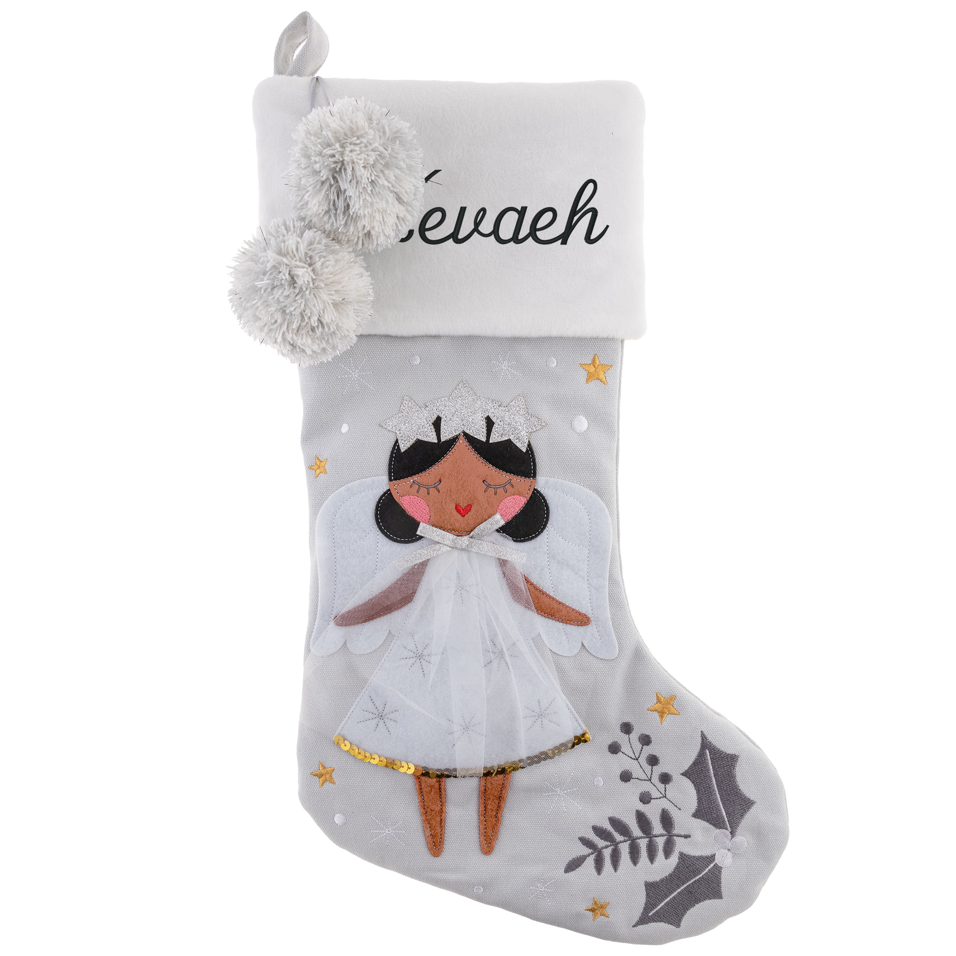 Personalized Black Hair Angel stocking by Stephen Joseph