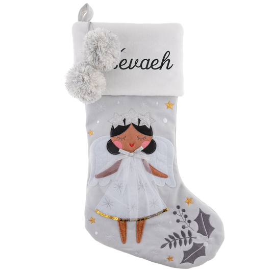Personalized Black Hair Angel stocking by Stephen Joseph