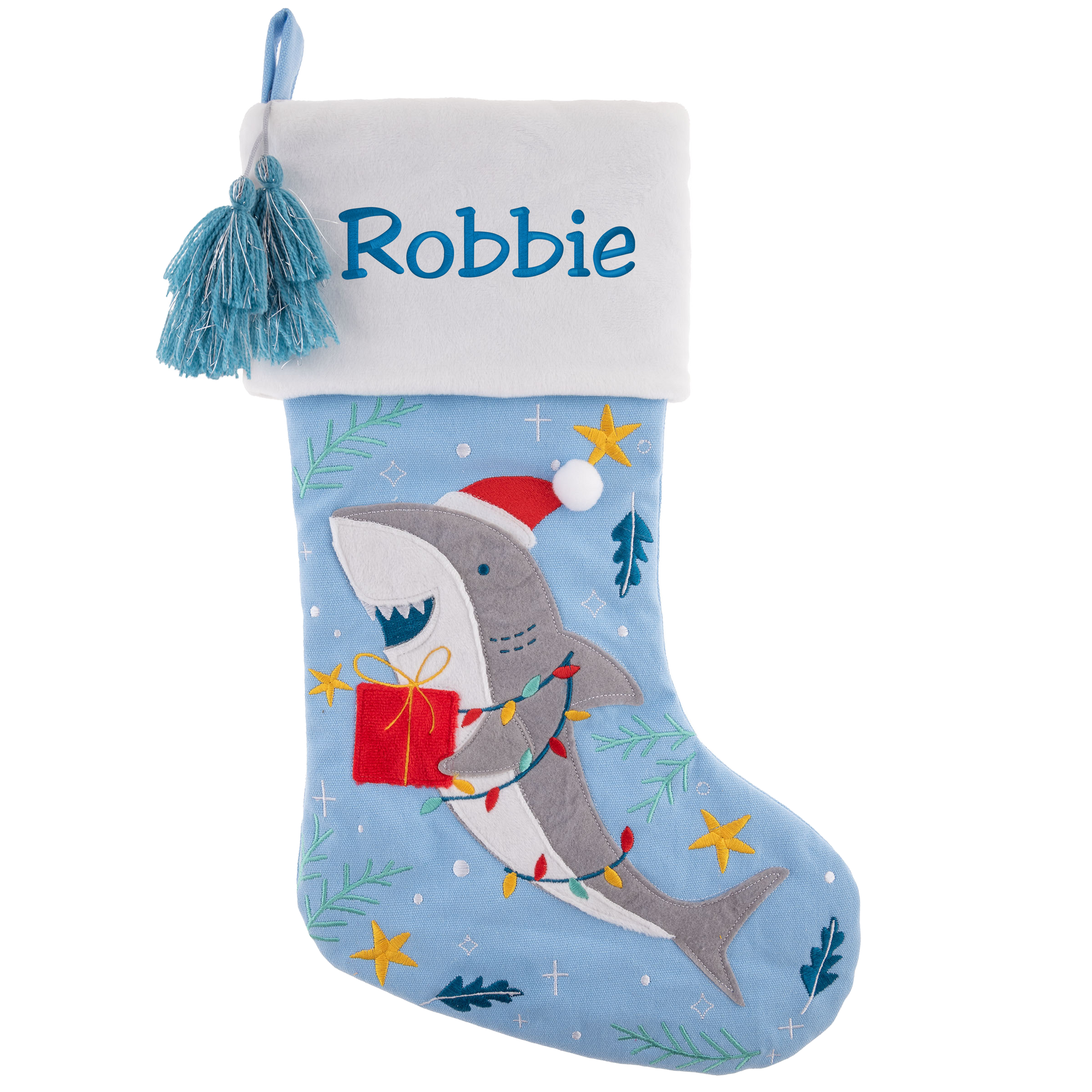 Personalized Shark stocking by Stephen Joseph