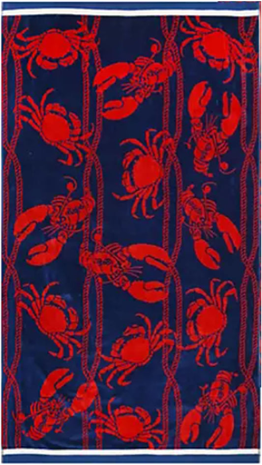 Personalized 40 x 72 in. Crab & Lobsters Beach Towel, product view