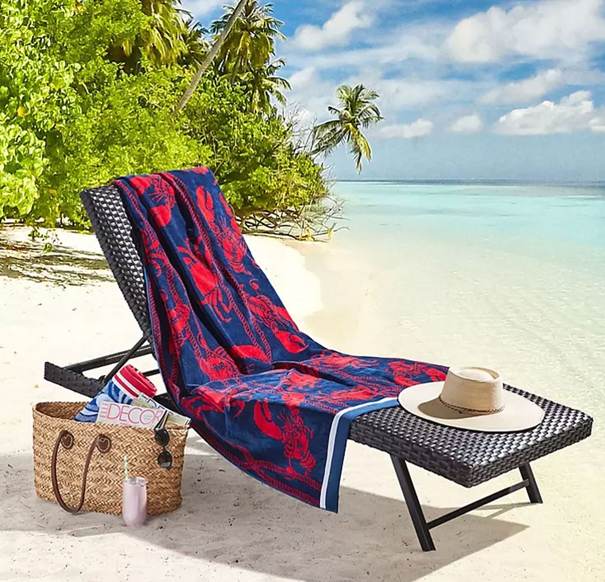 Personalized 40 x 72 in. Crab & Lobsters Beach Towel, alternate product view 2