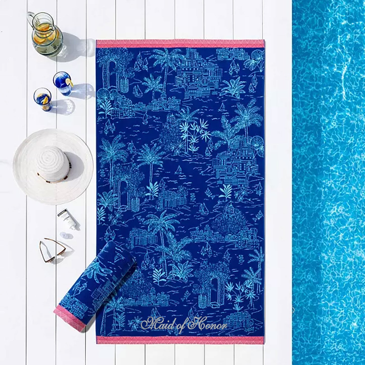 Personalized 40 x 72 in. Blue Tropical Beach Towel, product view