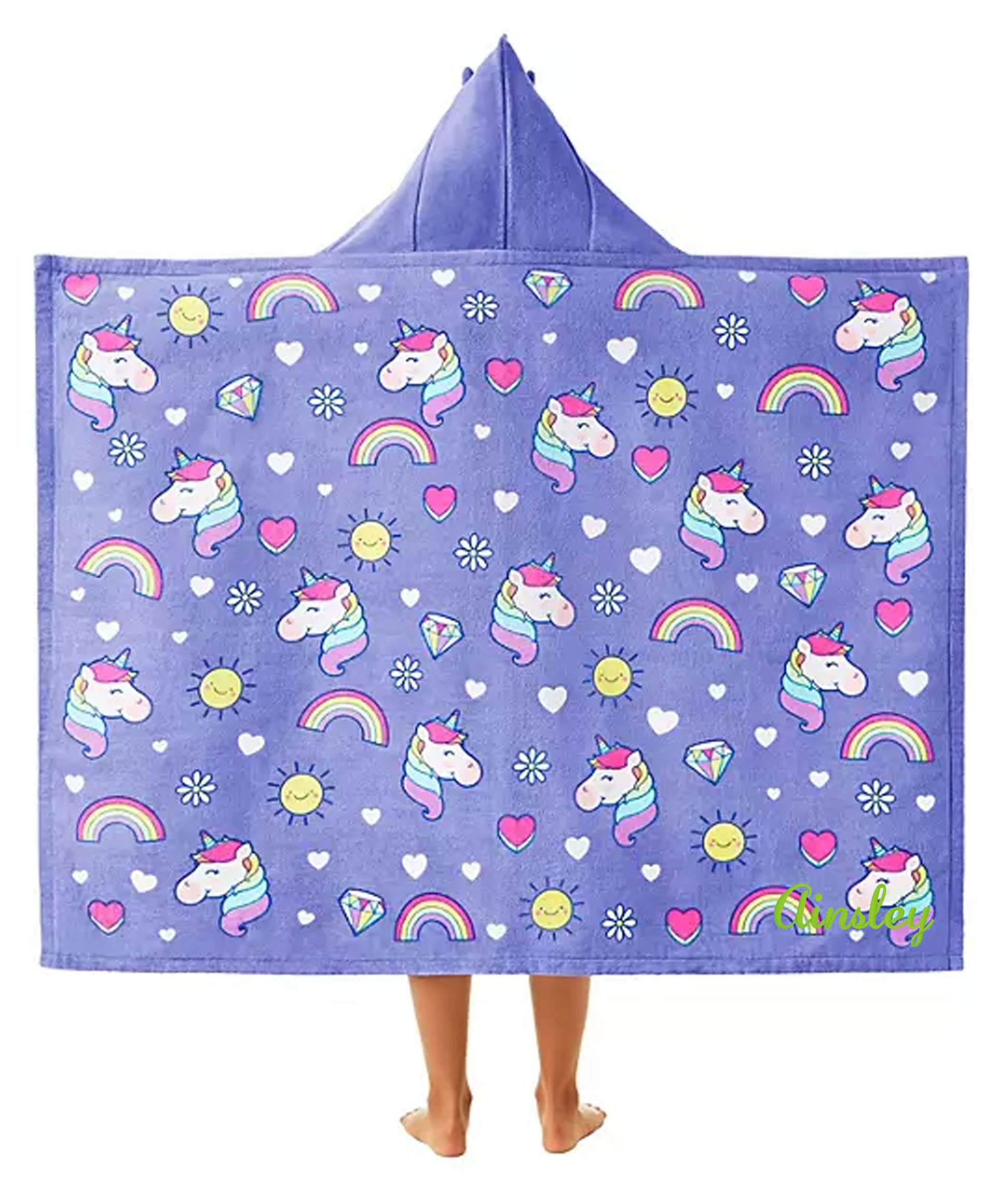 Personalized Unicorns Hooded Beach Towel, personalized example