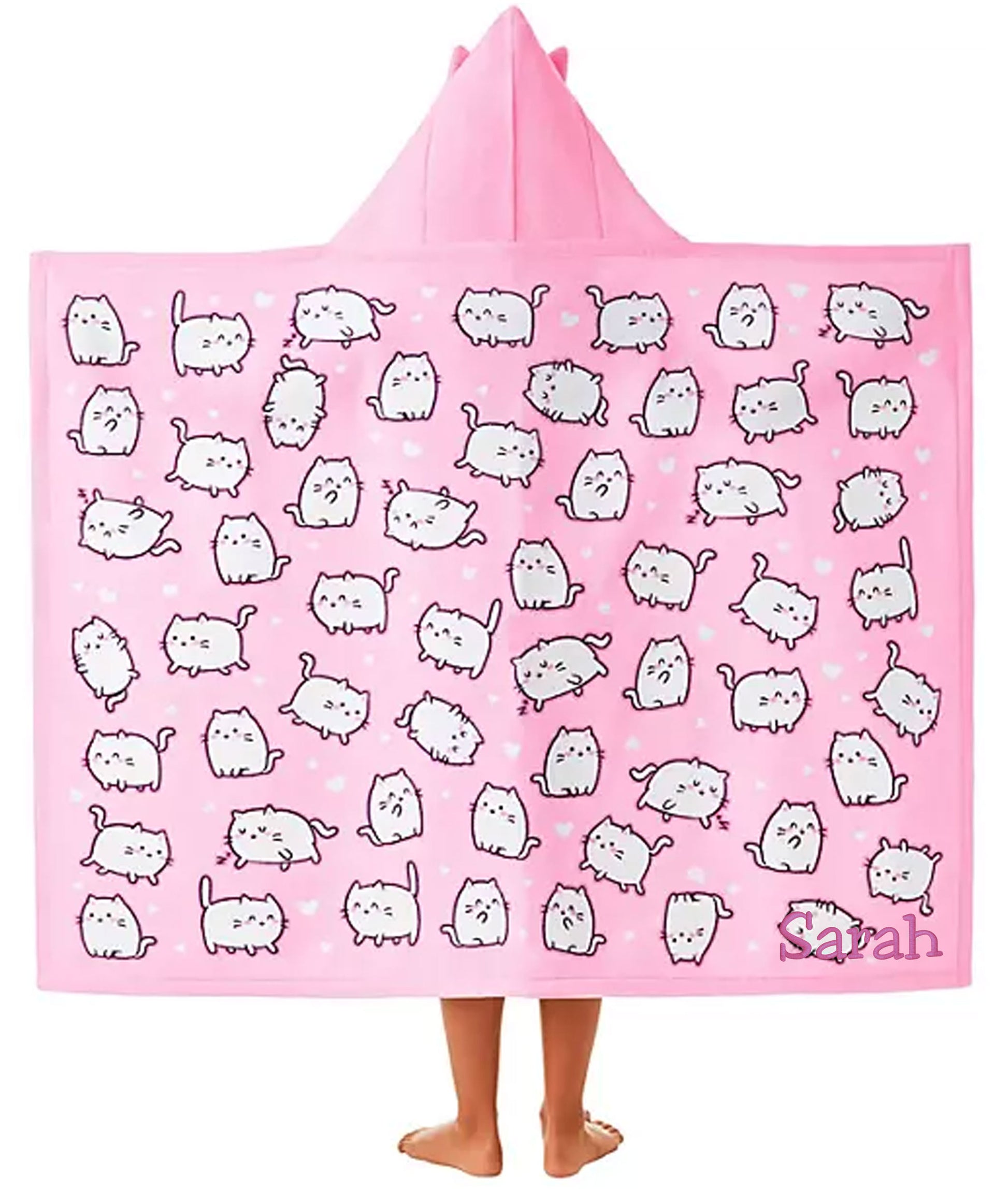 Personalized Kittens Hooded Beach Towel, personalized example