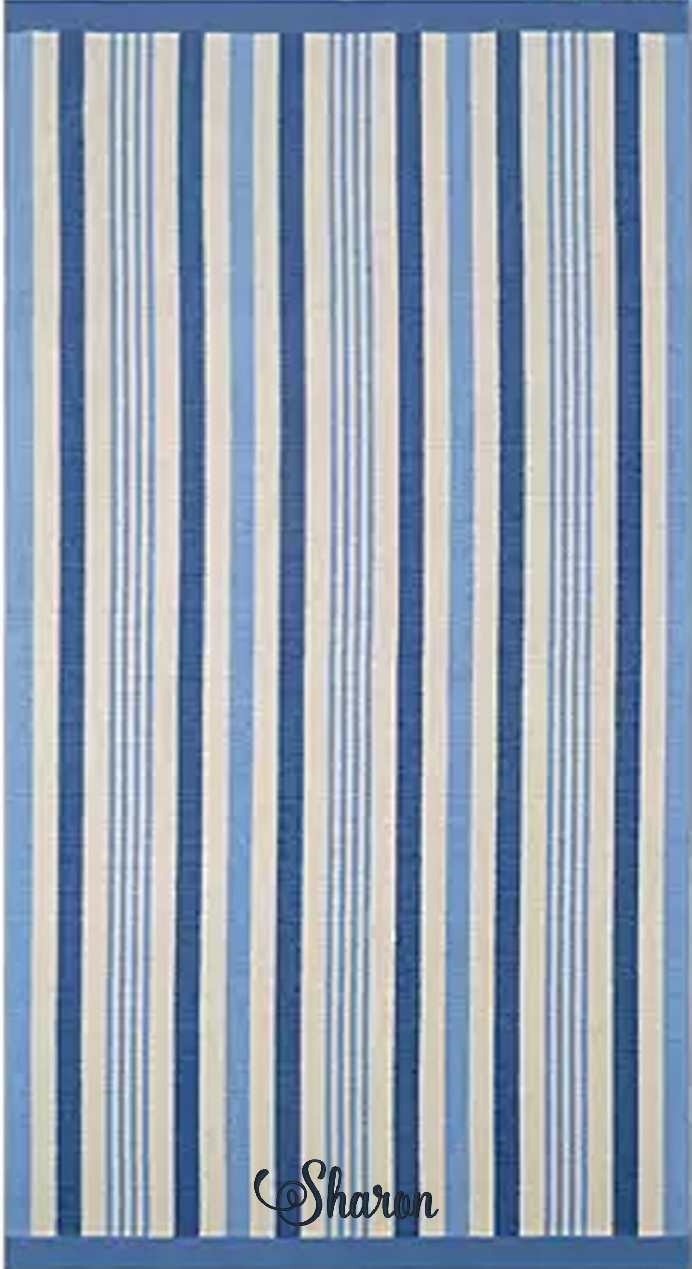 Personalized seashore striped beach towel oversized 40 x 72 inches with monogram preview