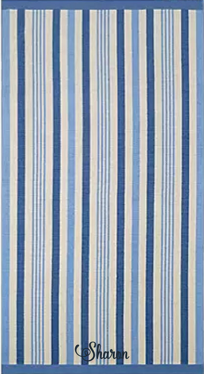Personalized seashore striped beach towel oversized 40 x 72 inches with monogram preview