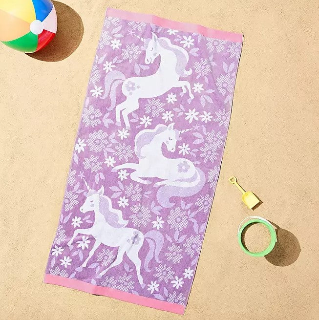 Personalized 30 x 60 in. Unicorn Garden Beach Towel, product view
