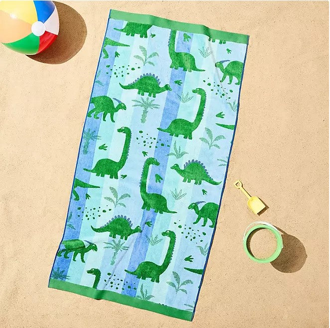 Personalized 30 x 60 in. Dino Stripe Beach Towel, product view