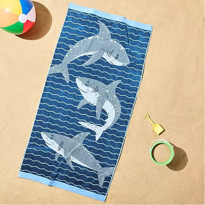 Personalized 30 x 60 in. Friendly Sharks Beach Towel, alternate product view 1