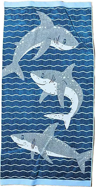 Personalized 30 x 60 in. Friendly Sharks Beach Towel, alternate product view 2