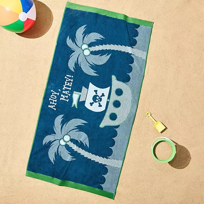 Personalized 30 x 60 in. Pirate Ship Beach Towel, product view