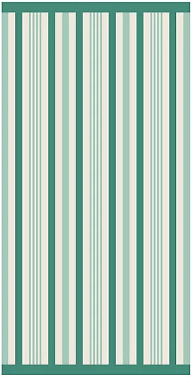 Personalized green striped Seashore kids beach towel 30 x 60 inches folded view