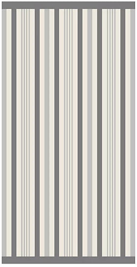Personalized grey striped Seashore kids beach towel 30 x 60 inches folded view