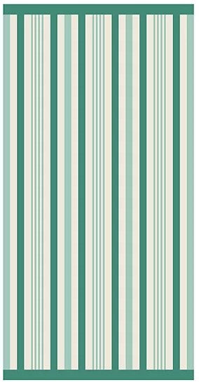 Personalized green striped Seashore beach towel oversized 40 x 72 inches flat view