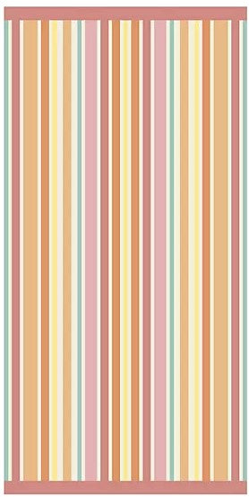 Personalized coral striped Sunwash beach towel oversized 40 x 72 inches flat view