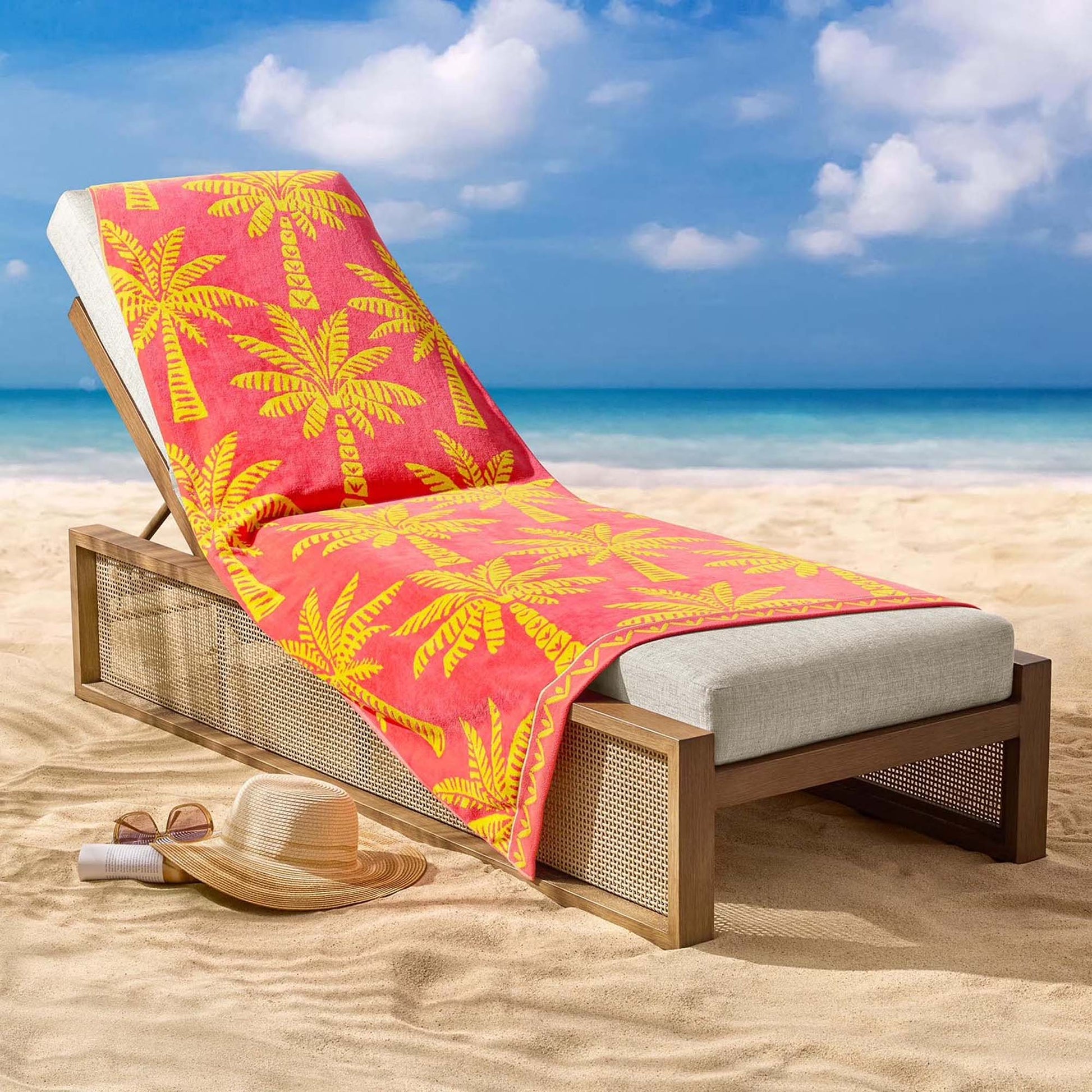 Personalized 40 x 72 in. Yellow Palm Tre Beach Towel, product view