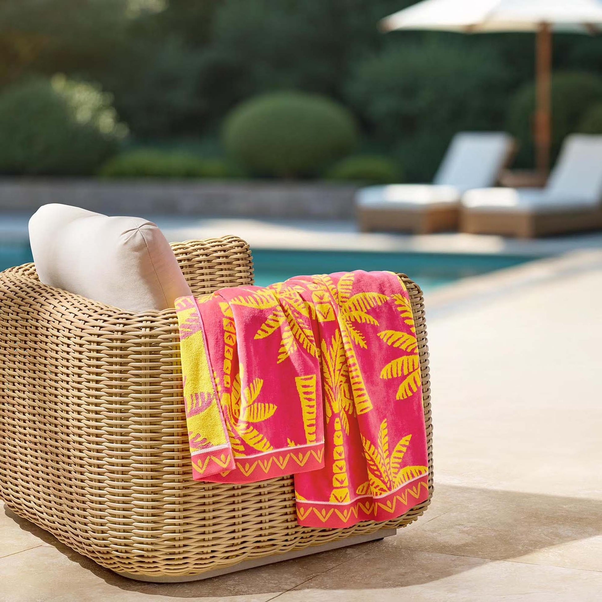 Personalized 40 x 72 in. Yellow Palm Tre Beach Towel, alternate product view 2