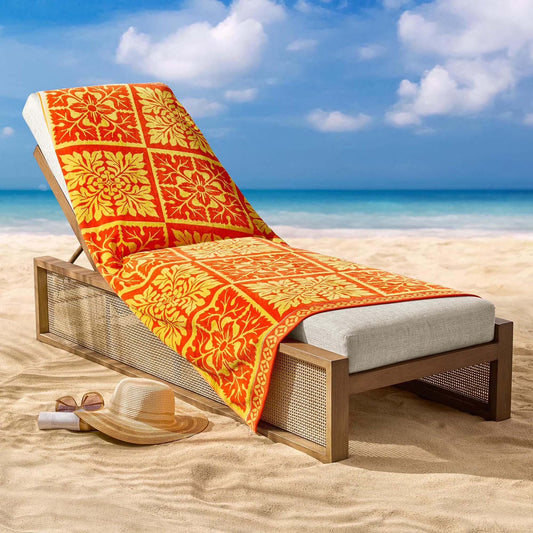 Personalized 40 x 72 in. Orange Tiki Beach Towel, product view